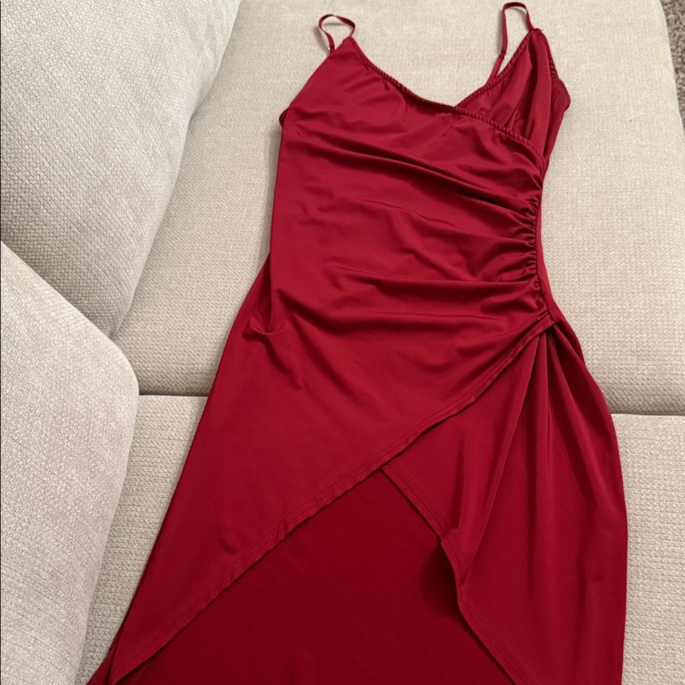 Source Unknown Asymmetrical Red Dress